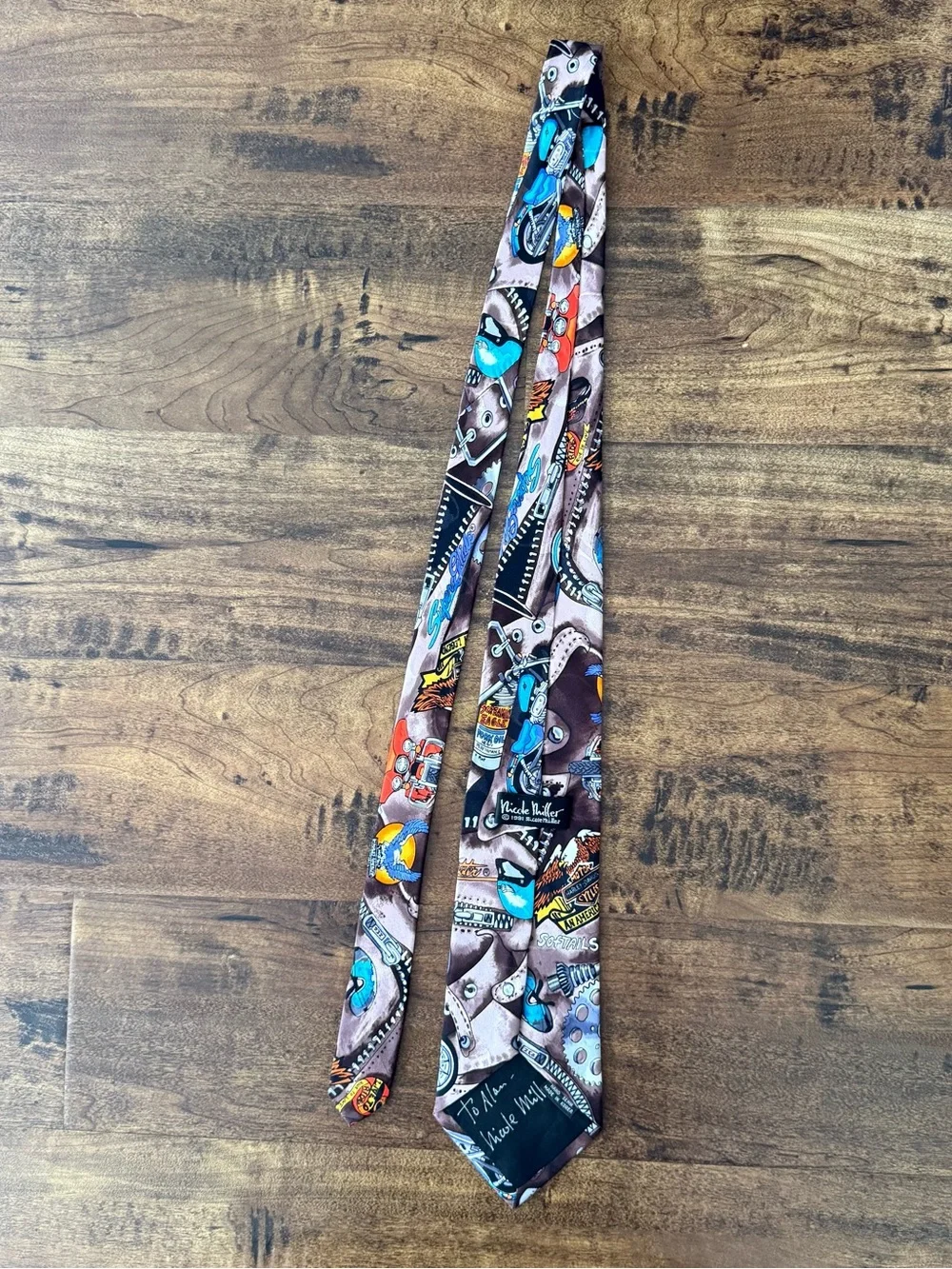RARE SIGNED Vtg 90s Nicole Miller Limited Edition Harley Davidson Necktie
